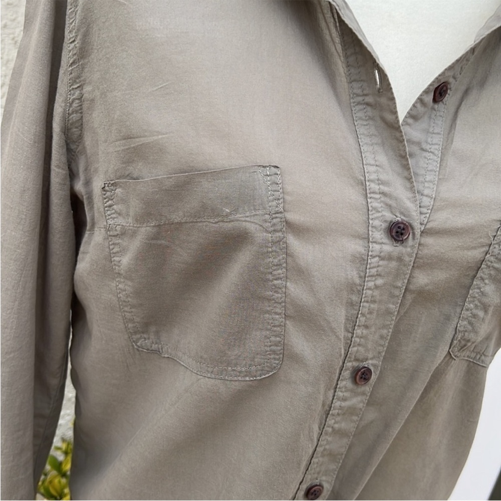 Splendid x Damsel Cotton Collection Army Green Button Up Blouse Women's Size M - Picture 3 of 10